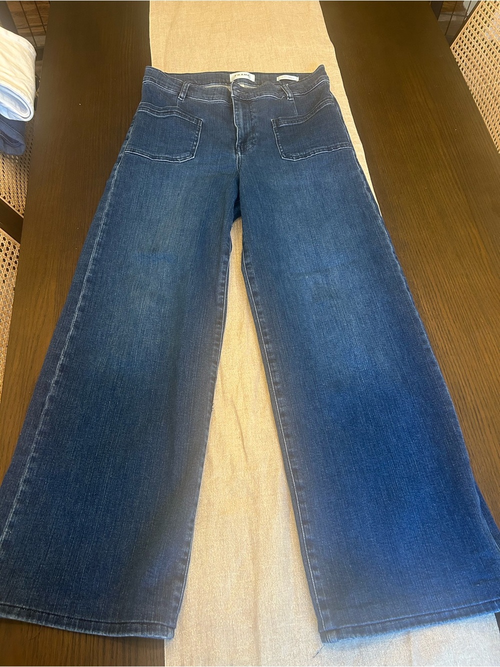 FRAME Le Slim Palazzo Bardot Pocket Wide Leg Jeans – Thunderstorm 29 like new - Picture 6 of 12